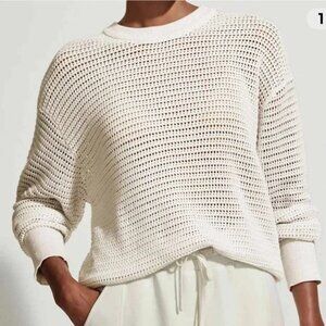 Varley Kershaw Sweater Cream Open Knit Contemporary Crewneck Sz Large